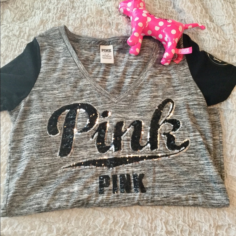 Victoria Secret Pink sparkle baseball t-shirt